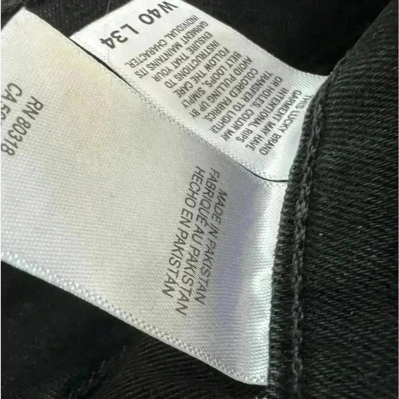 Lucky Brand Men’s 410 Athletic Straight Fit Straight Leg Jeans Black Size 40X34 - Picture 5 of 7